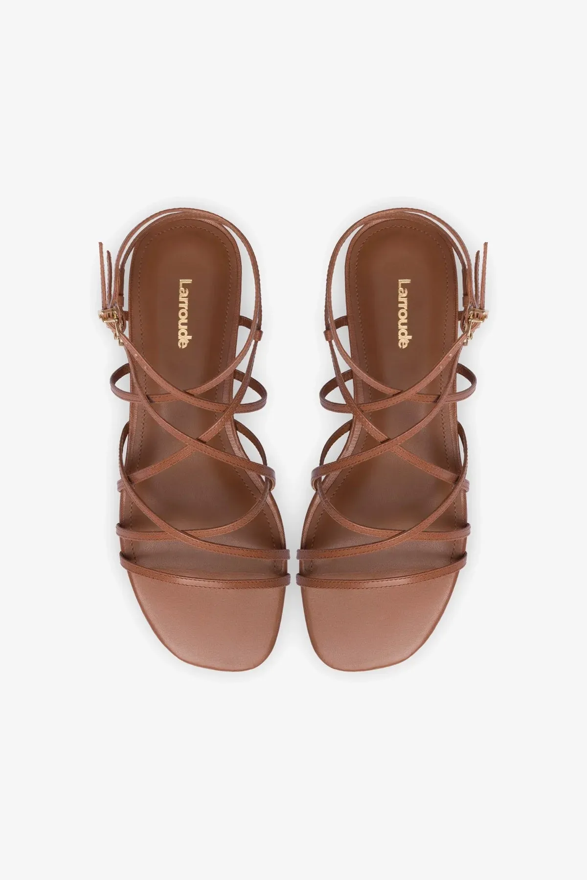 Naomi Flat Sandal In Caramel Leather