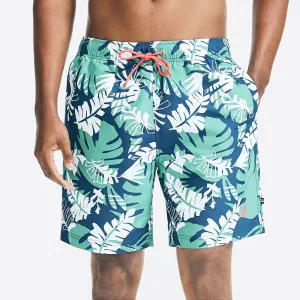 Nautica Men's 8" Big & Tall Sustainably Crafted Printed Quick-Dry Swim Estate Blue Nautica