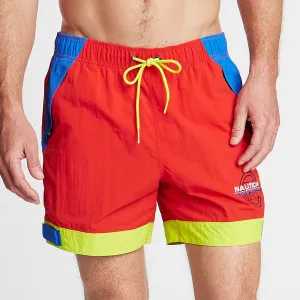 Nautica Men's Big & Tall Competition Colorblock Swim Trunks Firey Red Nautica