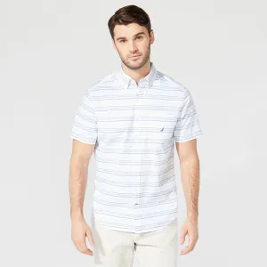 Nautica Men's Big & Tall Striped Short Sleeve Shirt Bright White Nautica