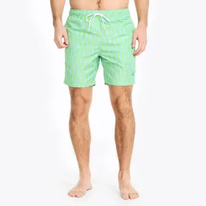 Nautica Men's Big & Tall Sustainably Crafted 8" Seahorse Print Swim Lime Surf Nautica