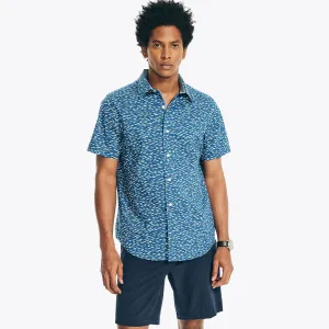 Nautica Men's Navtech Trim Fit Shark Print Short-Sleeve Shirt Estate Blue Nautica