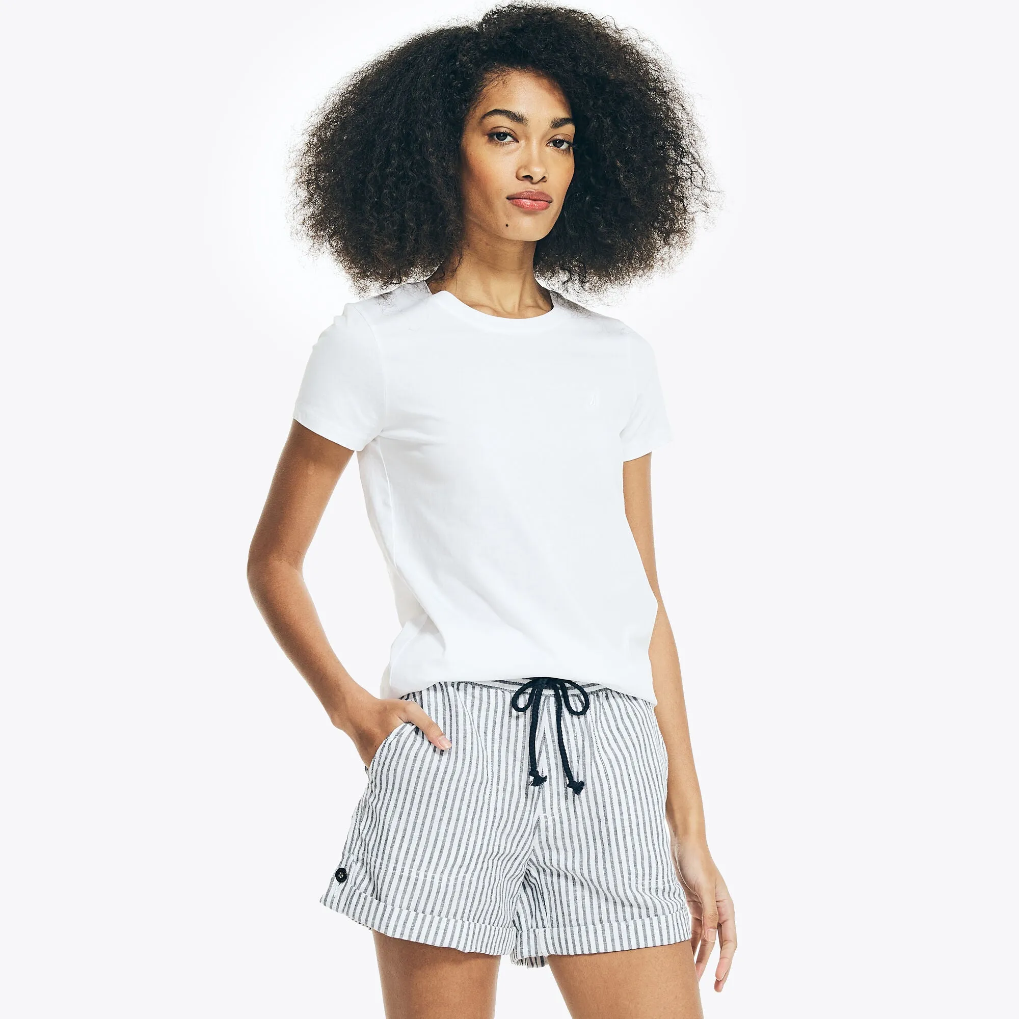 Nautica Womens Solid Crewneck T-Shirt