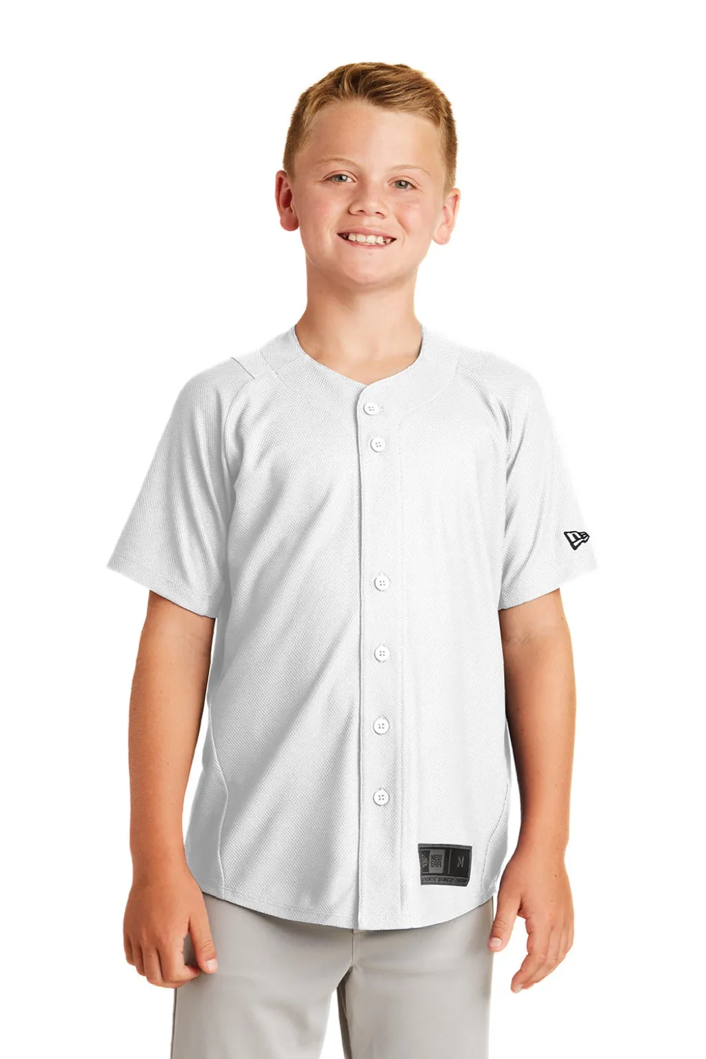 New Era Youth Diamond Era Moisture Wicking Short Sleeve Jersey - White