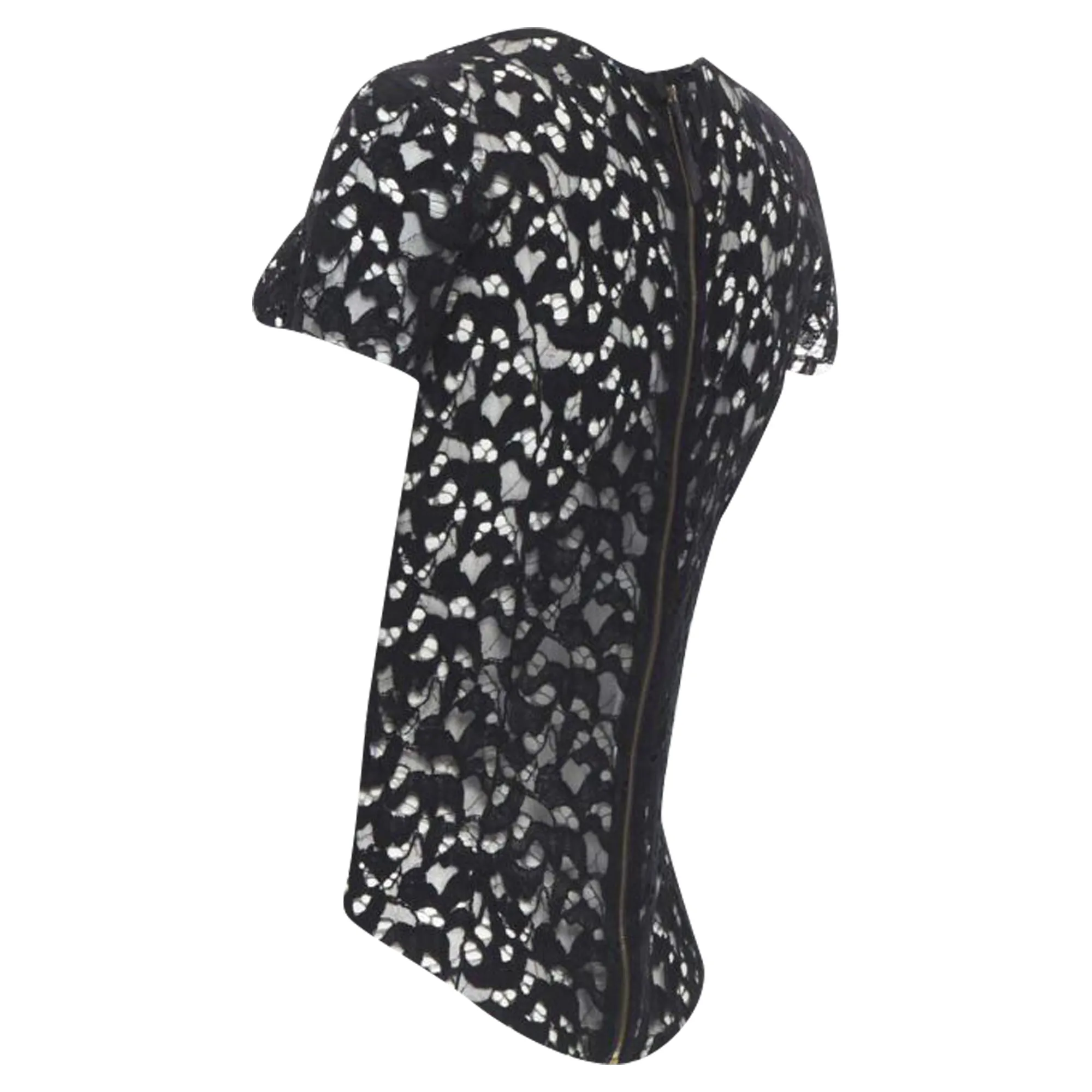 Nina Ricci sheer lace cap sleeve zip back T-shirt top