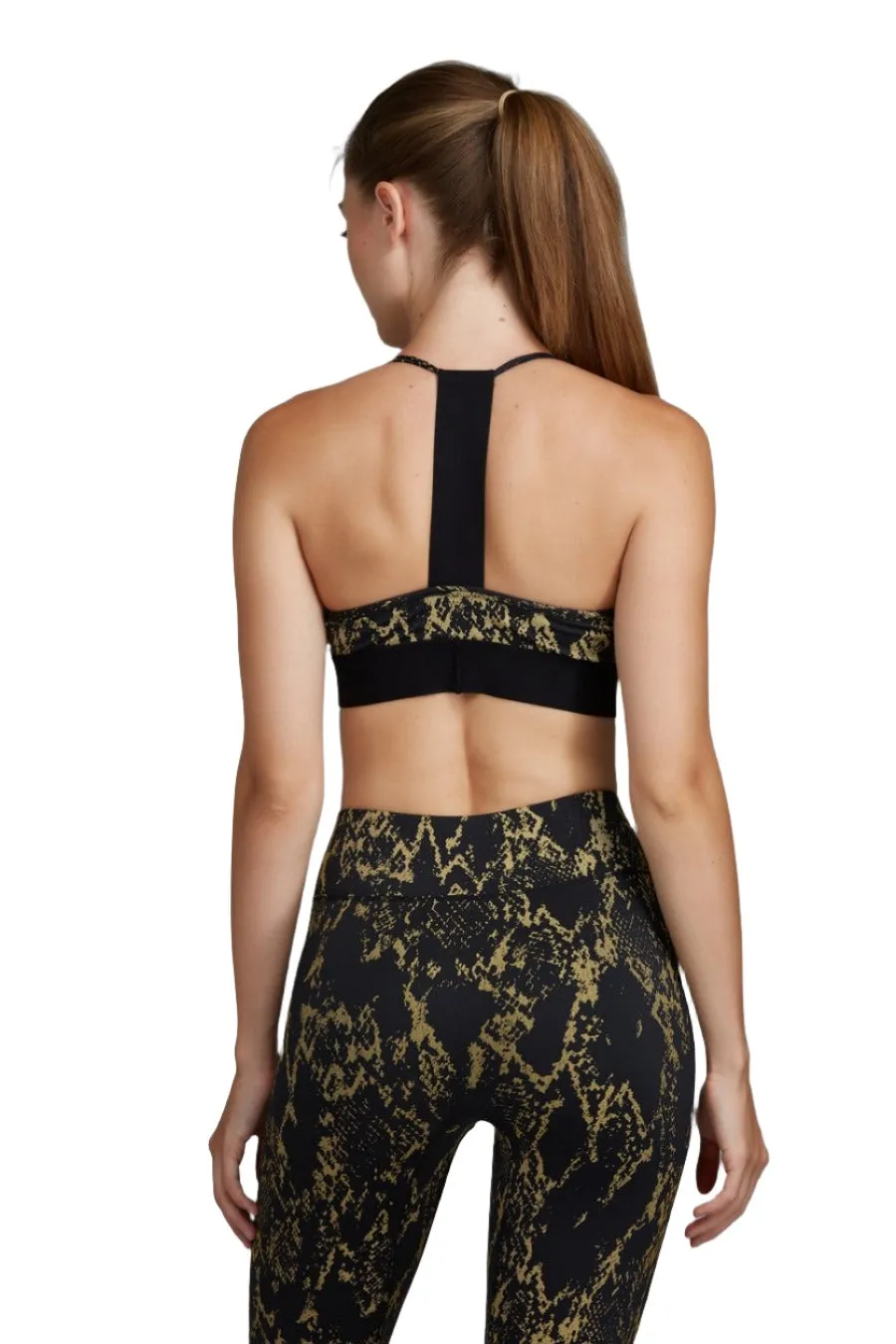 Noli Reflective T-Back Black/Gold Cobra Bra