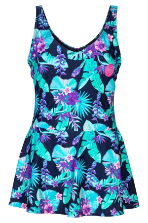 Peplum waist Swimsuit | Jade Green Jungle | 0706A1