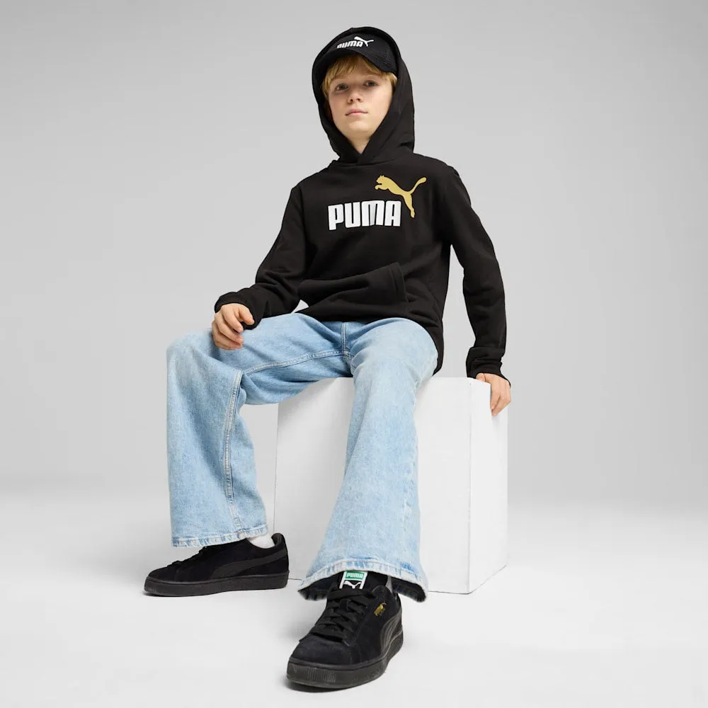 PUMA KID'S ESSENTIALS 2COLOUR FLEECE BLACK HOODIE