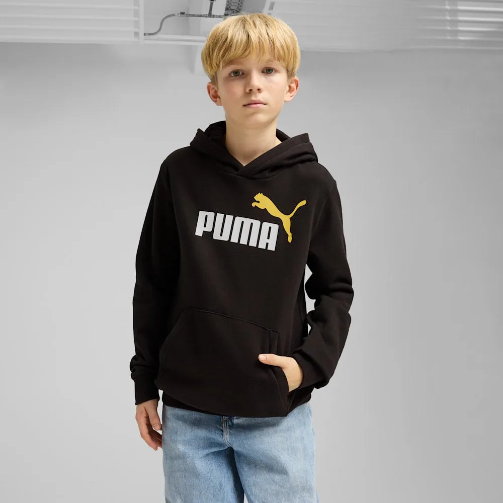 PUMA KID'S ESSENTIALS 2COLOUR FLEECE BLACK HOODIE
