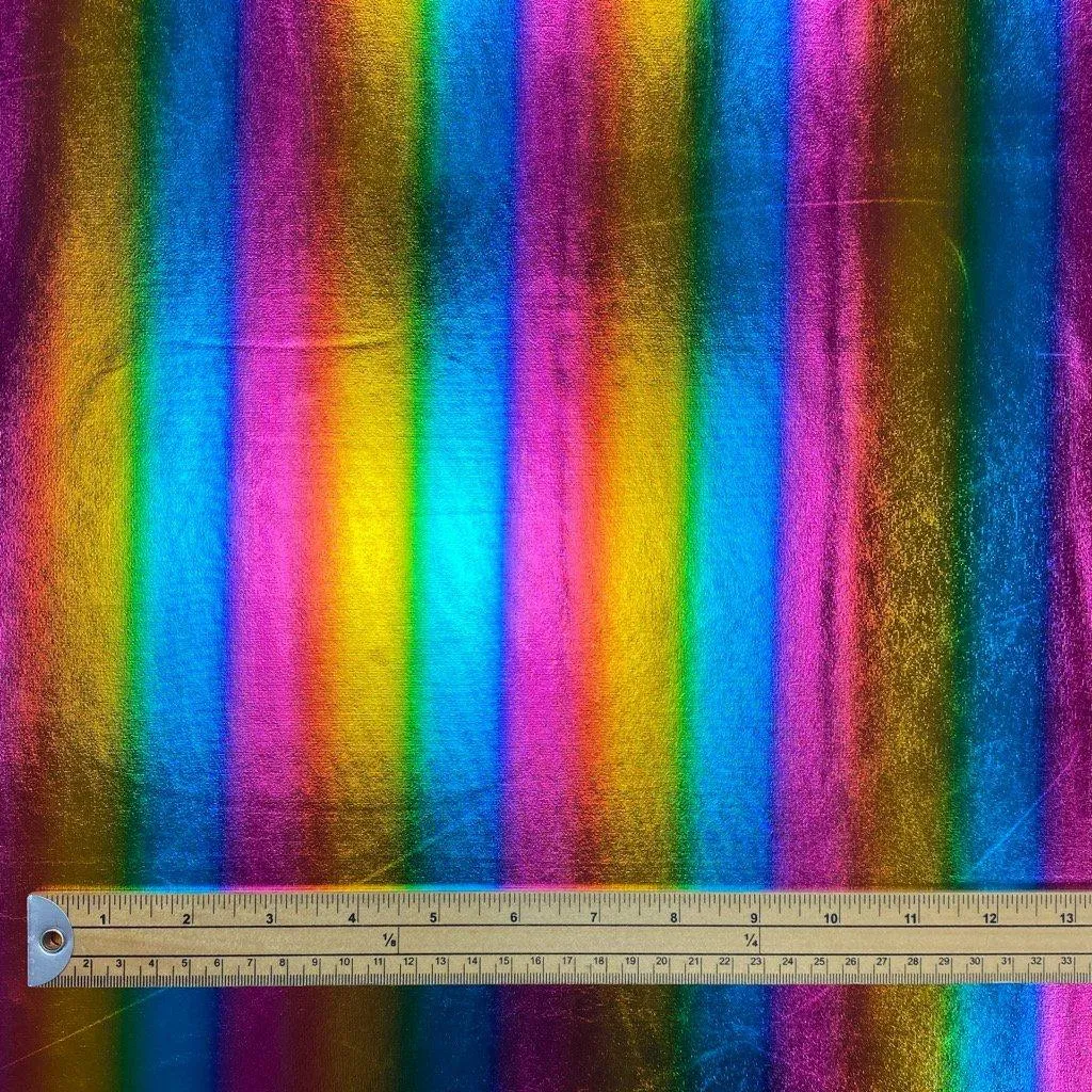 Rainbow Metallic Foil Stretch Fabric