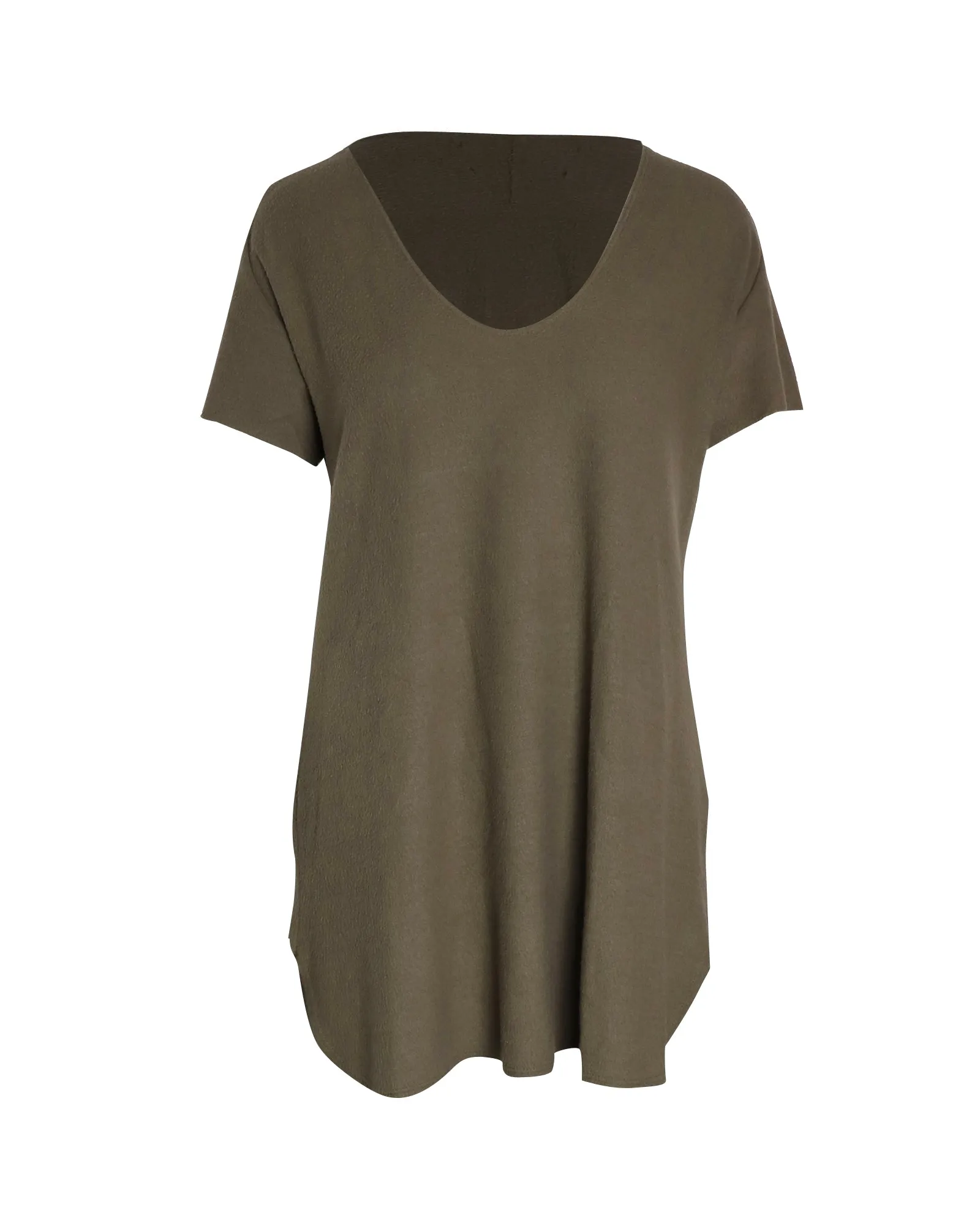 Reformation Scoop Neck T-Shirt in Olive Cotton