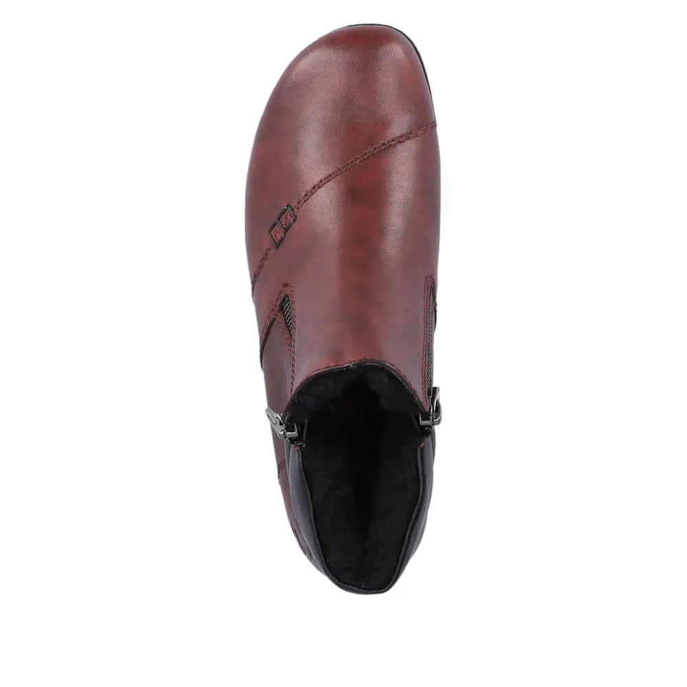 Rieker Shoes L4655-35 Ankle Zip RTex Wine/Black