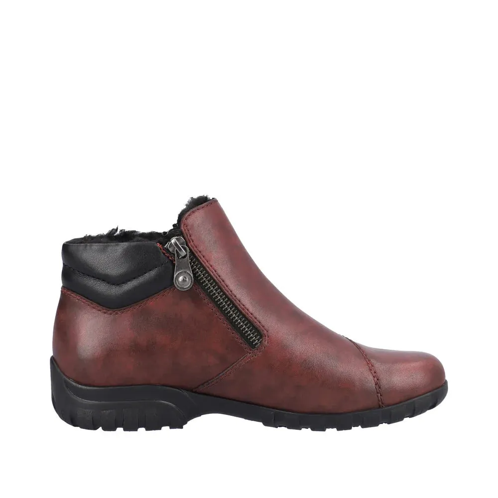 Rieker Shoes L4655-35 Ankle Zip RTex Wine/Black