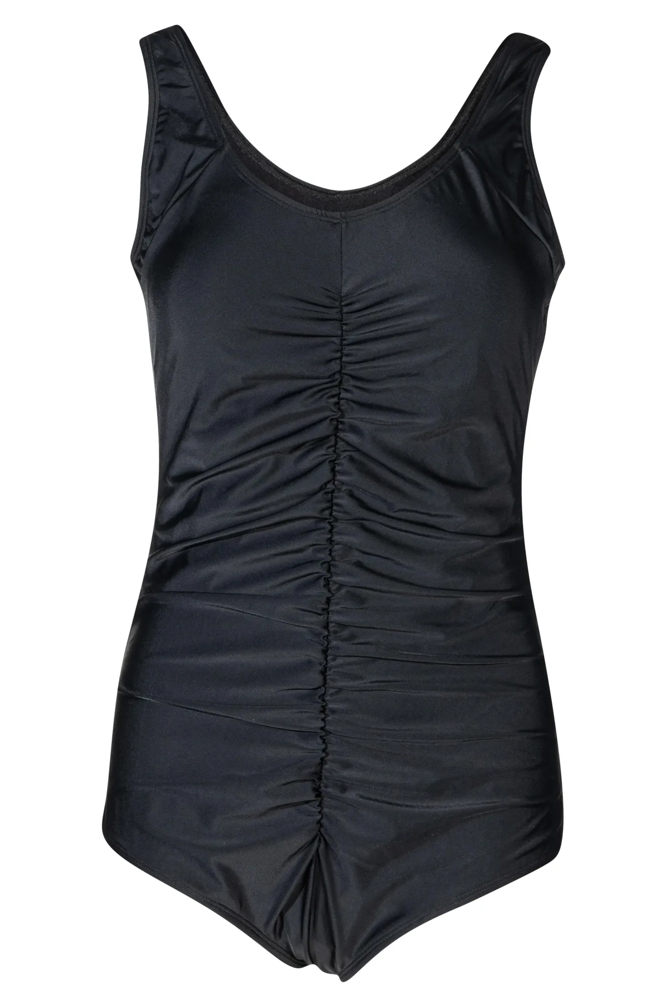 Rouched front Boy leg Swimsuit | Black | 0704A1