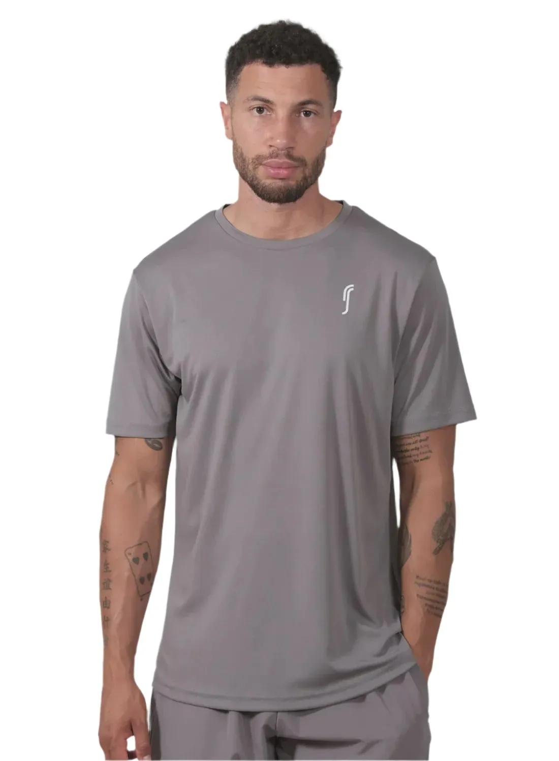 RS Sports Men's Performance Tee - Solid Gray/White Clothing Rs Men