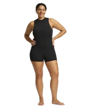 Seafolly Women Swimwear Boyleg Zip Back One Piece Swimsuit in Black
