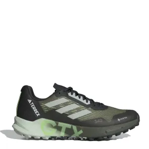 Shoes Adidas Terrex Men Adidas Terrex Agravic Flow Gore-Tex Trail Running Shoes 2.0 Olive Strata / Wonder Silver / Green Spark