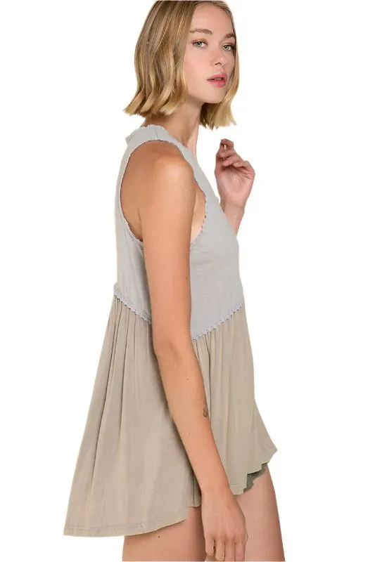 Simple But Unique Babydoll Knit Tank Top
