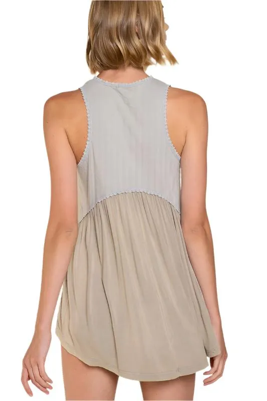Simple But Unique Babydoll Knit Tank Top