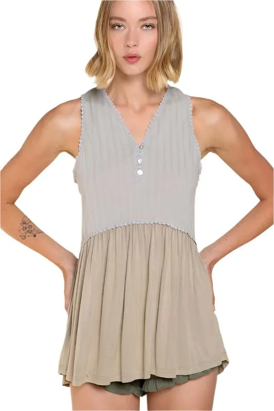 Simple But Unique Babydoll Knit Tank Top
