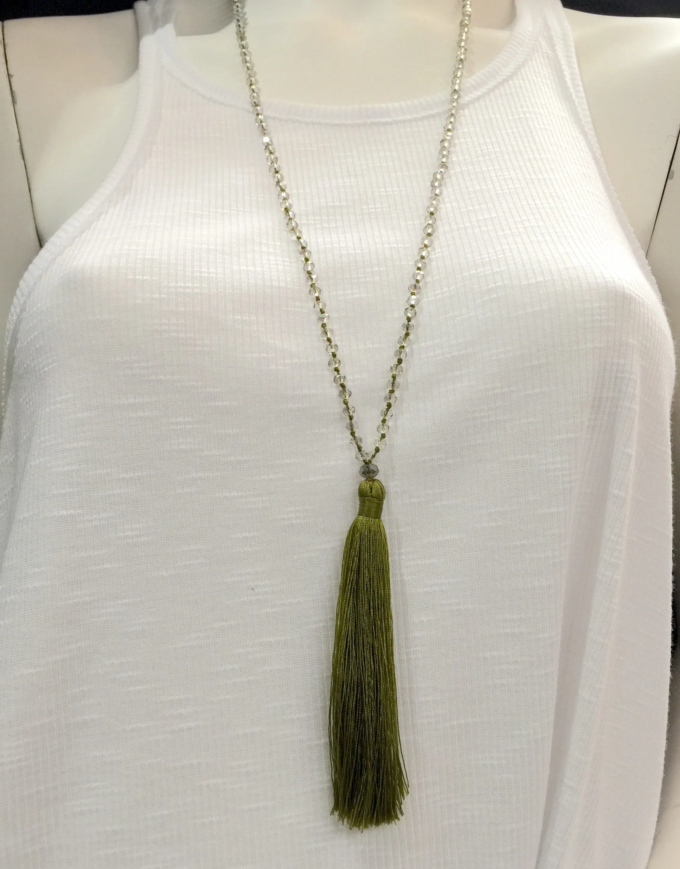 Simple Crystal Tassel Necklace