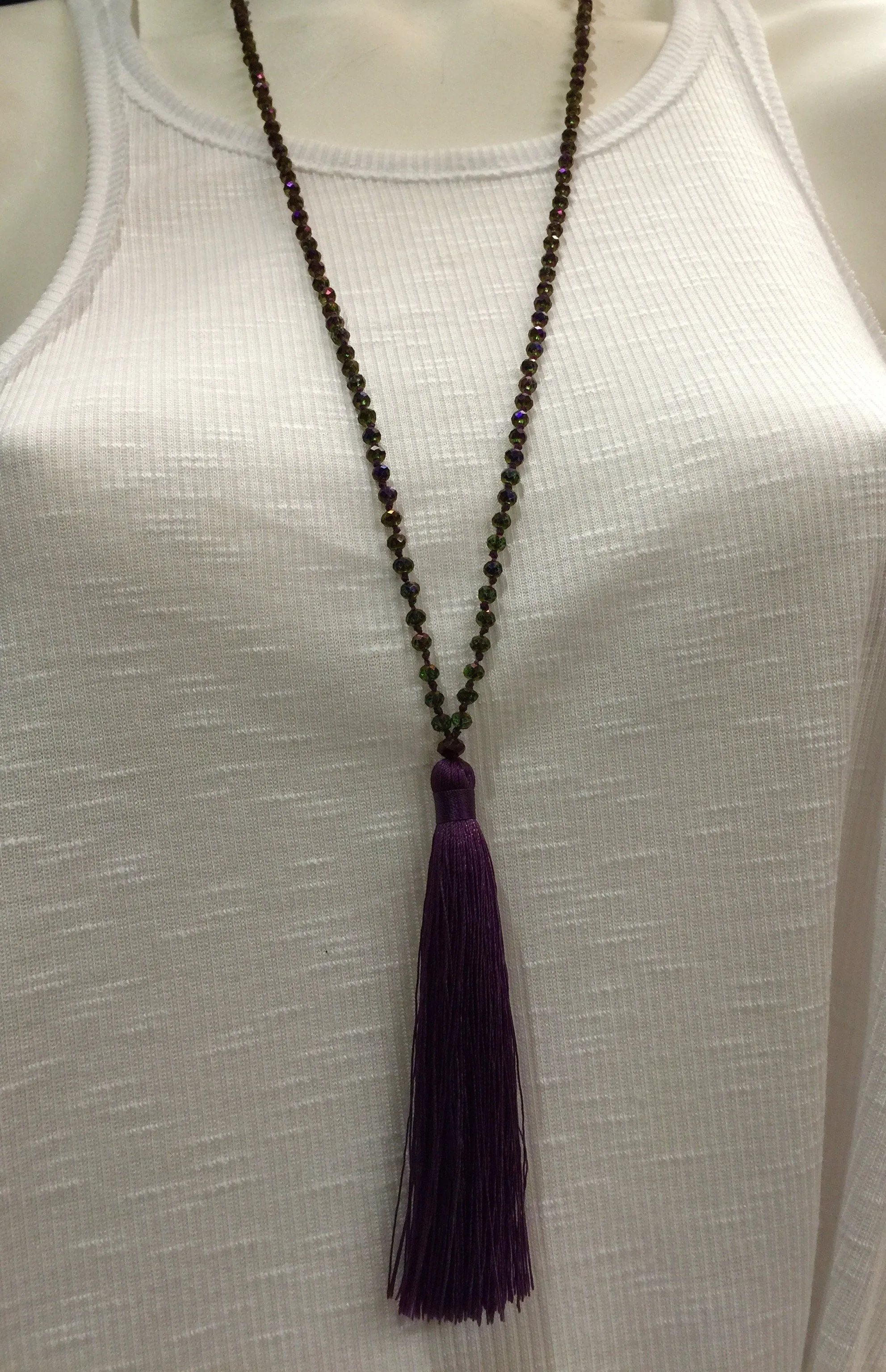 Simple Crystal Tassel Necklace