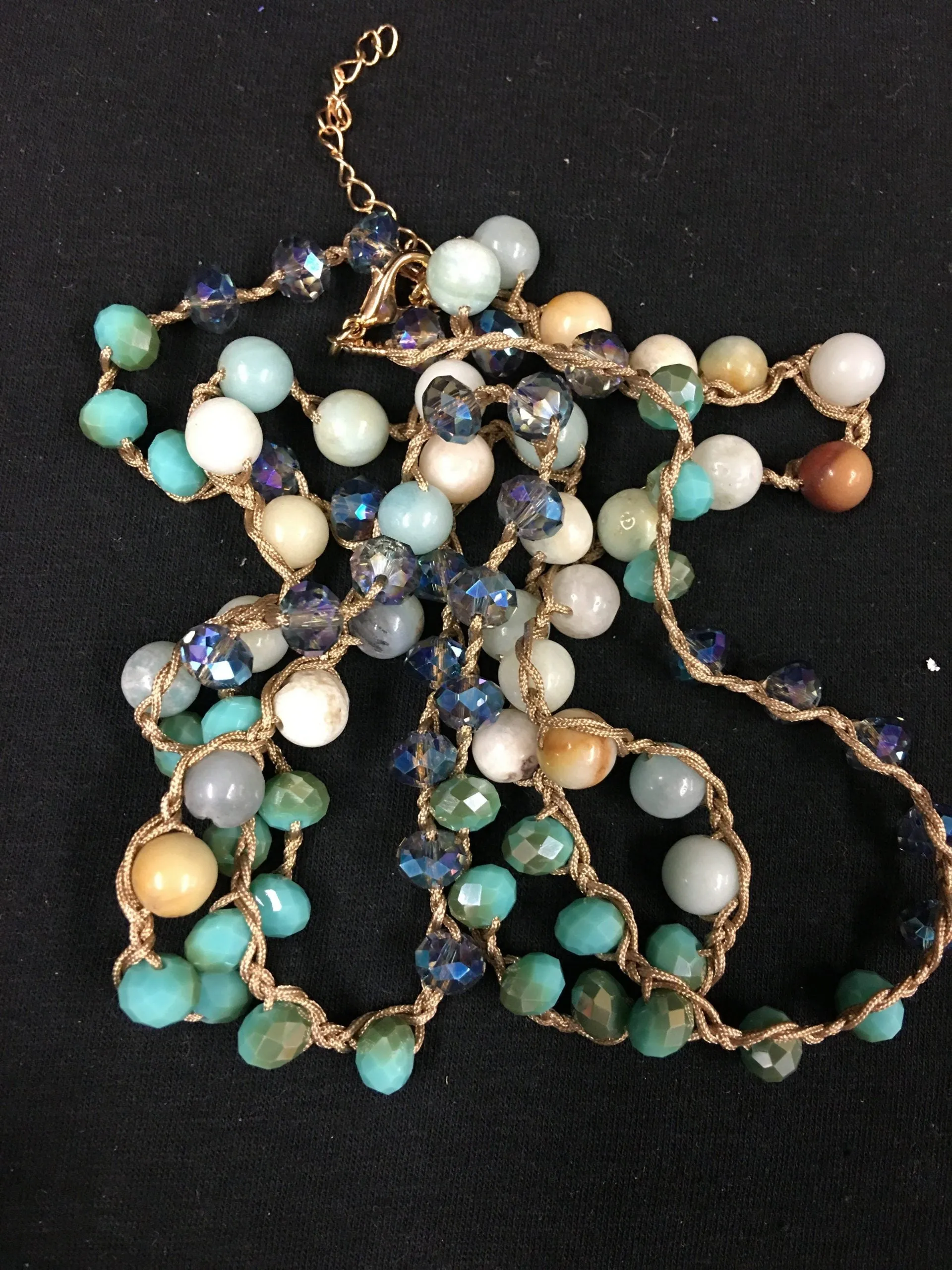 Smooth Stone Knotted Amazonite Necklace