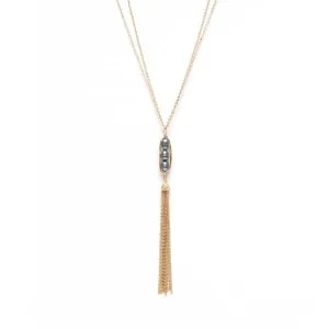 Splendid Iris Long Triple Grey Peal Tassel Necklace N2043