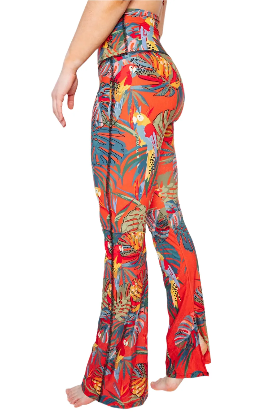 Split Flare Pant In Tropical Paradise by Yoga Democracy