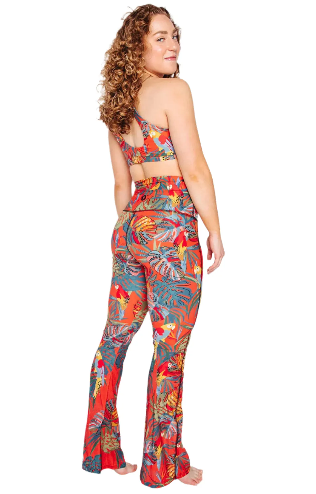 Split Flare Pant In Tropical Paradise by Yoga Democracy