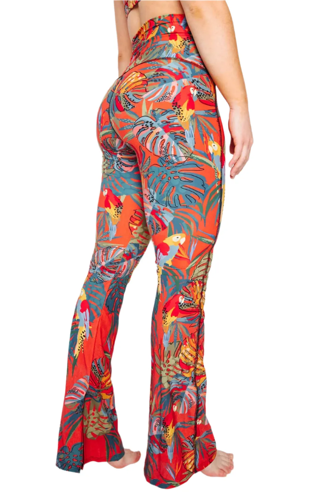 Split Flare Pant In Tropical Paradise by Yoga Democracy