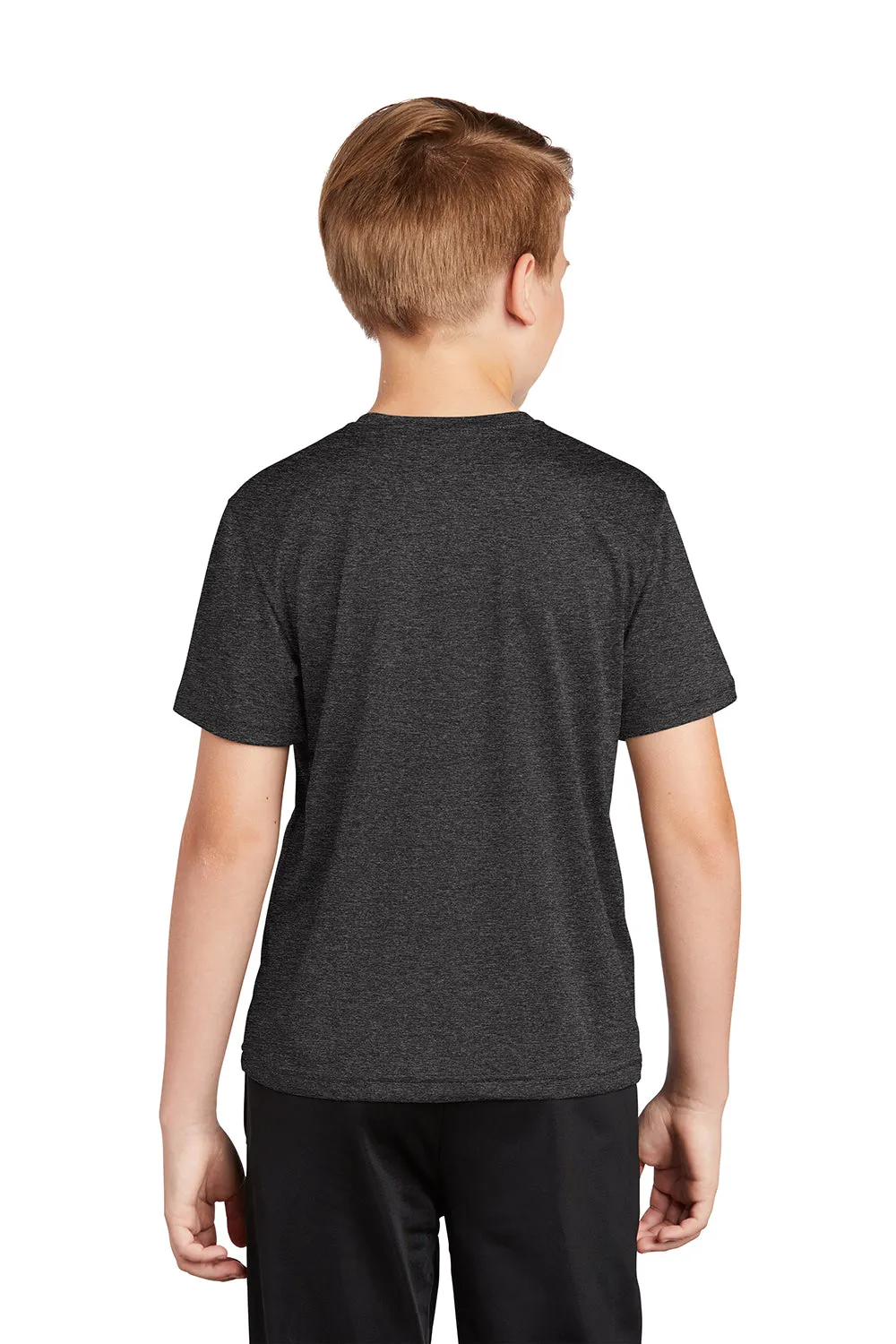Sport-Tek Youth Contender Heather Moisture Wicking Short Sleeve Crewneck T-Shirt - Heather Graphite Grey