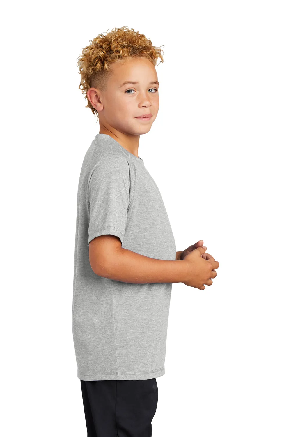 Sport-Tek Youth Moisture Wicking Short Sleeve Crewneck T-Shirt - Heather Light Grey