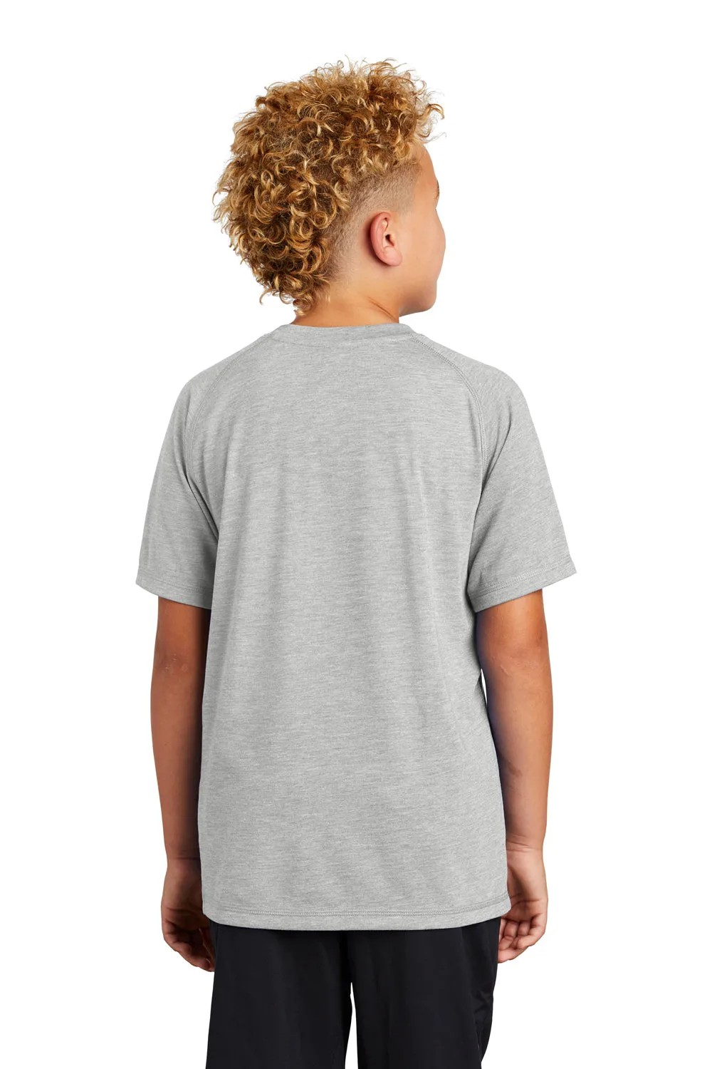Sport-Tek Youth Moisture Wicking Short Sleeve Crewneck T-Shirt - Heather Light Grey