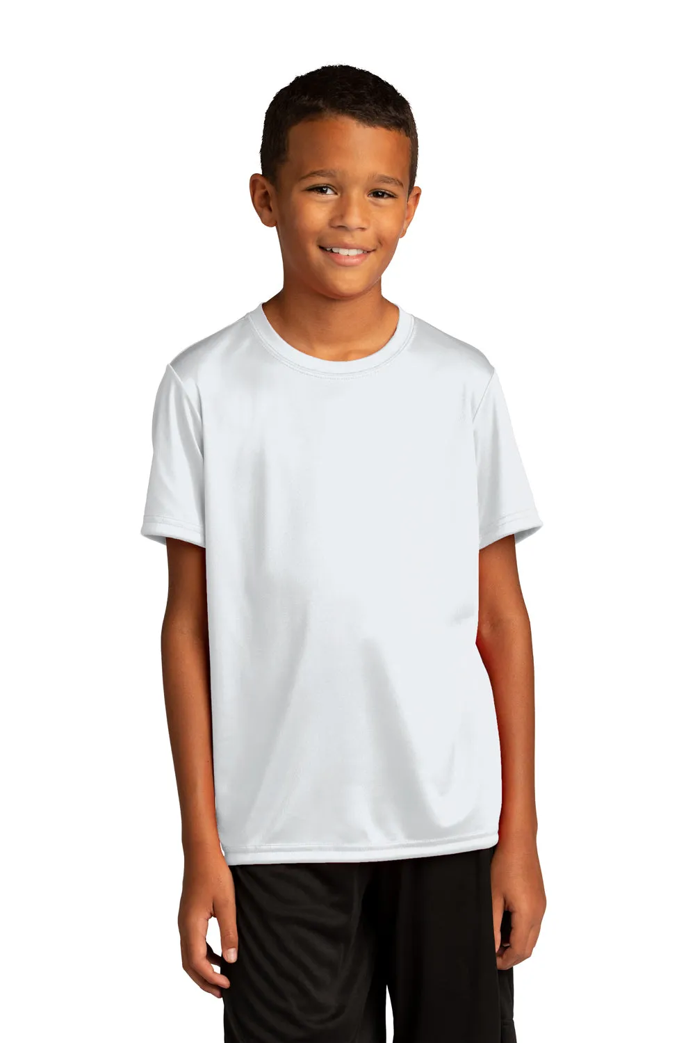 Sport-Tek Youth Re-Compete Moisture Wicking Short Sleeve Crewneck T-Shirt - White