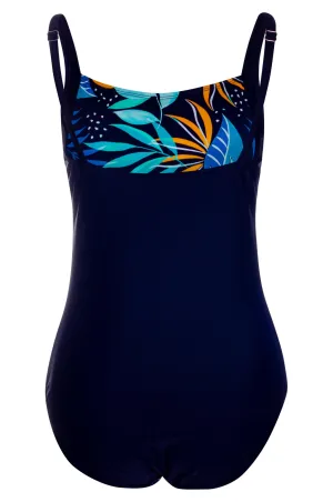 Square neck Swimsuit | Blues Aqua Fern/Navy | 0708YY