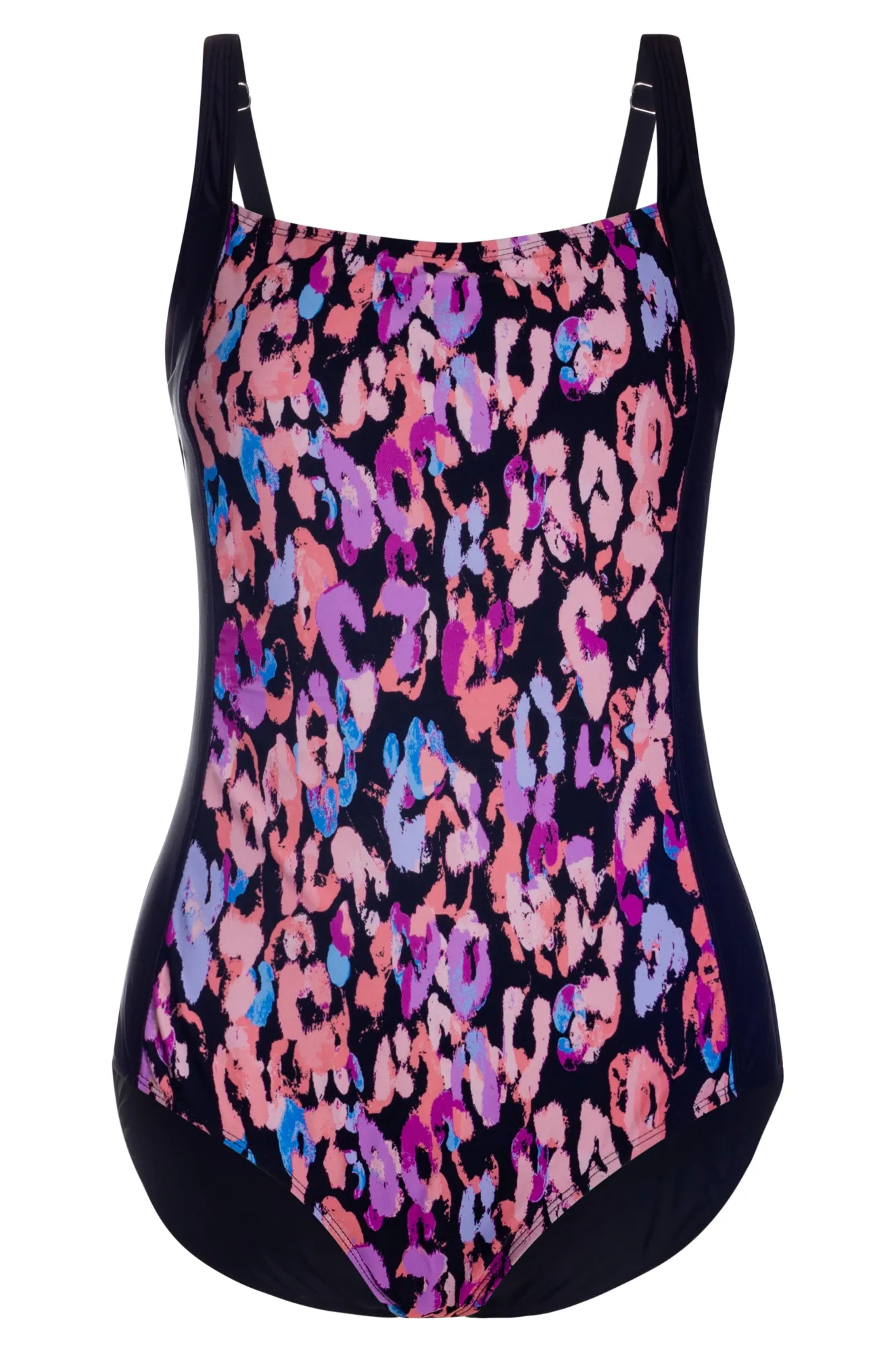 Square neck Swimsuit | Pink Blk Animal/Black | 0708YY