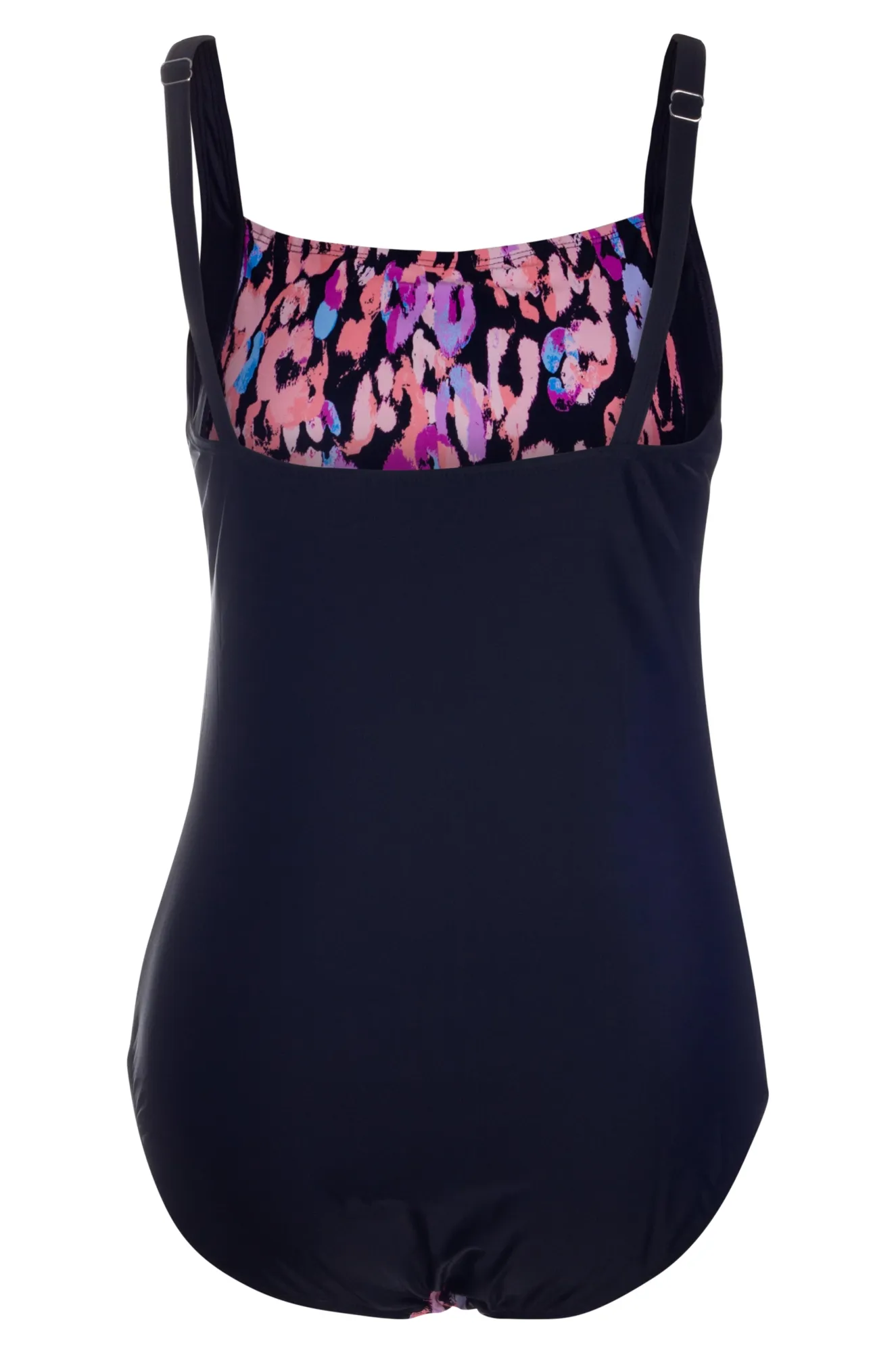 Square neck Swimsuit | Pink Blk Animal/Black | 0708YY