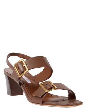 Thalitsli Dual Buckle Sandal in Dark Brown