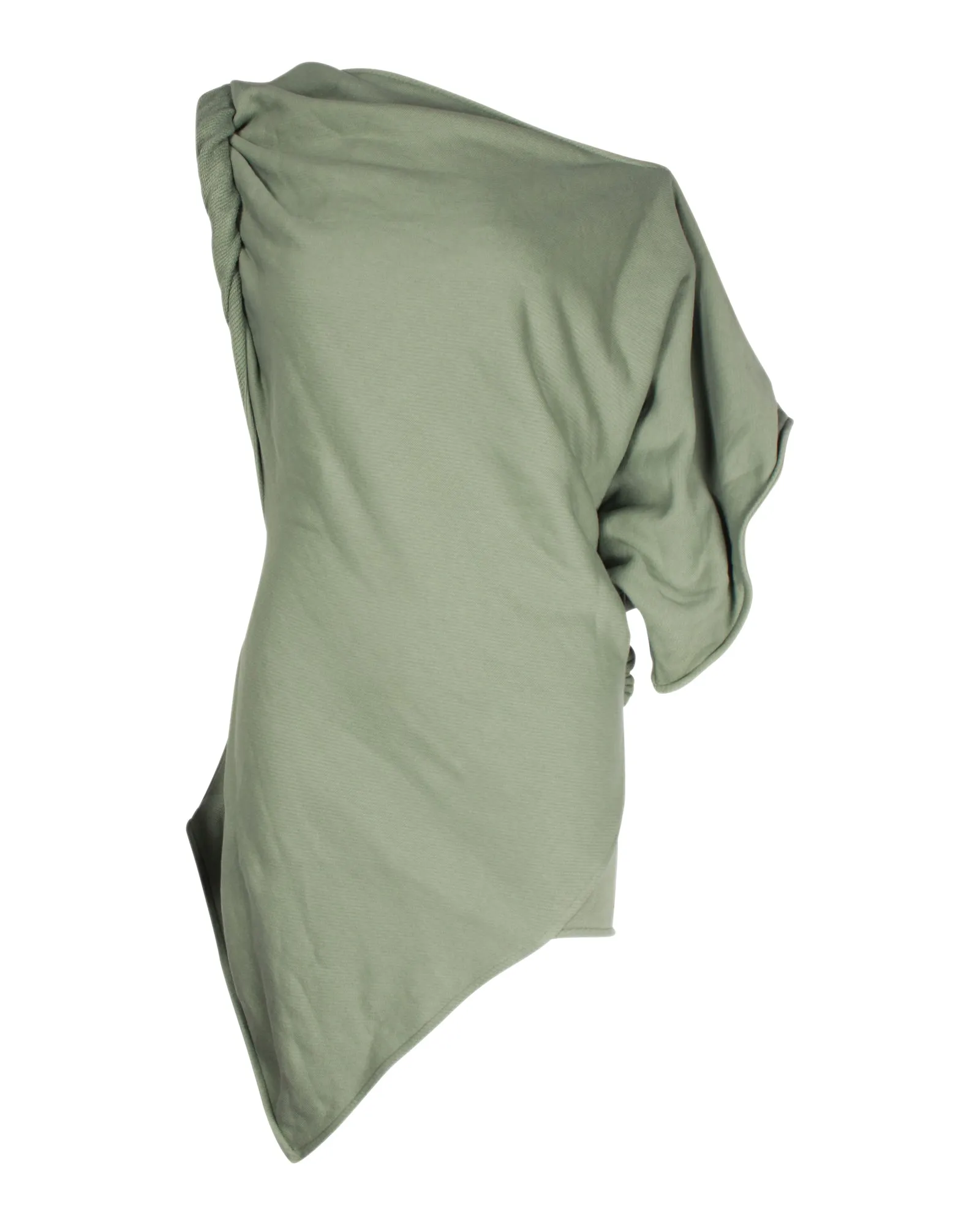 The Attico Asymmetric Logo-Embossed T-shirt in Green Cotton