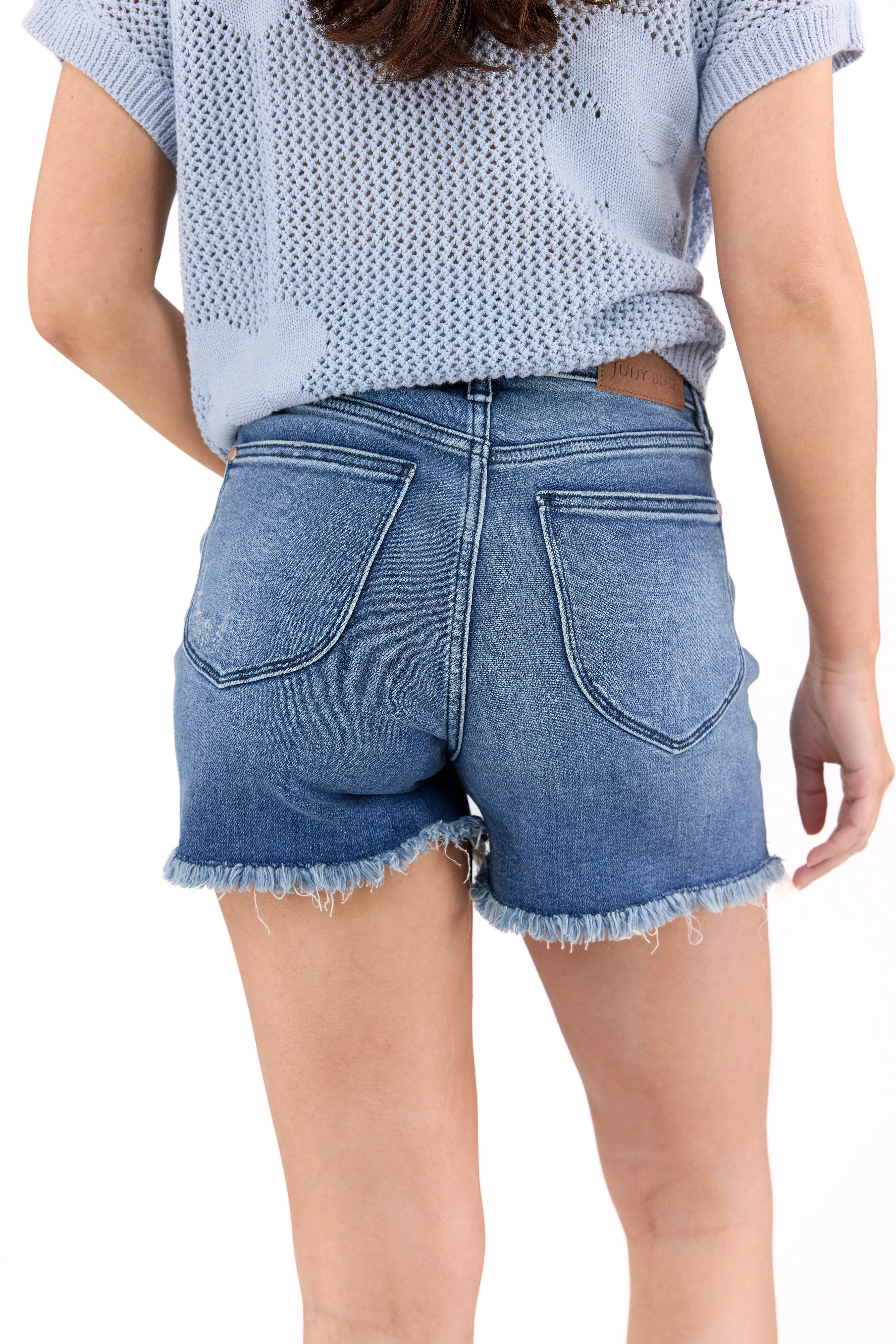 The Samara from Judy Blue: High Waist V-Front Booty Lifting Denim Shorts * Final Sale*