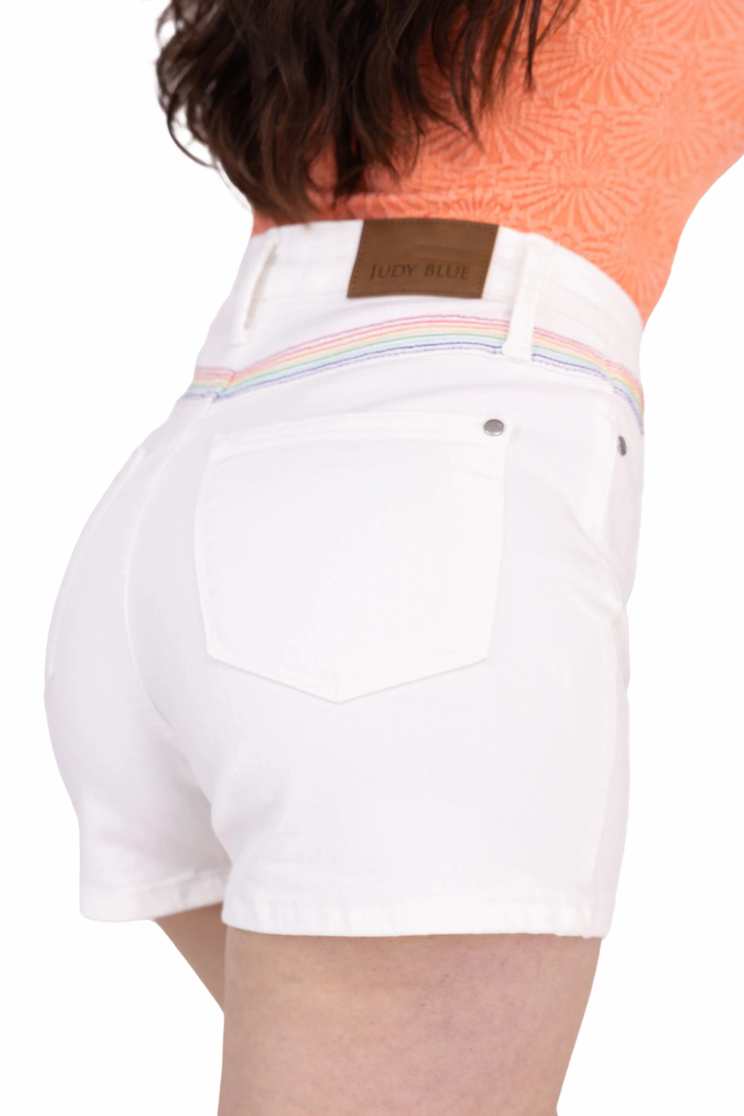 The Tabitha From Judy Blue: High Rise Yoke Stitch Detail Denim Shorts