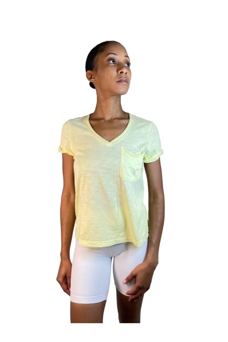 TLA Petite V-Neck Tee Shirt with Pocket