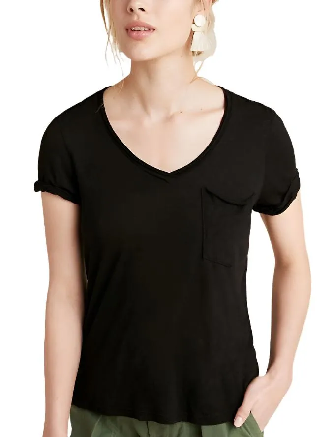 TLA Petite V-Neck Tee Shirt with Pocket