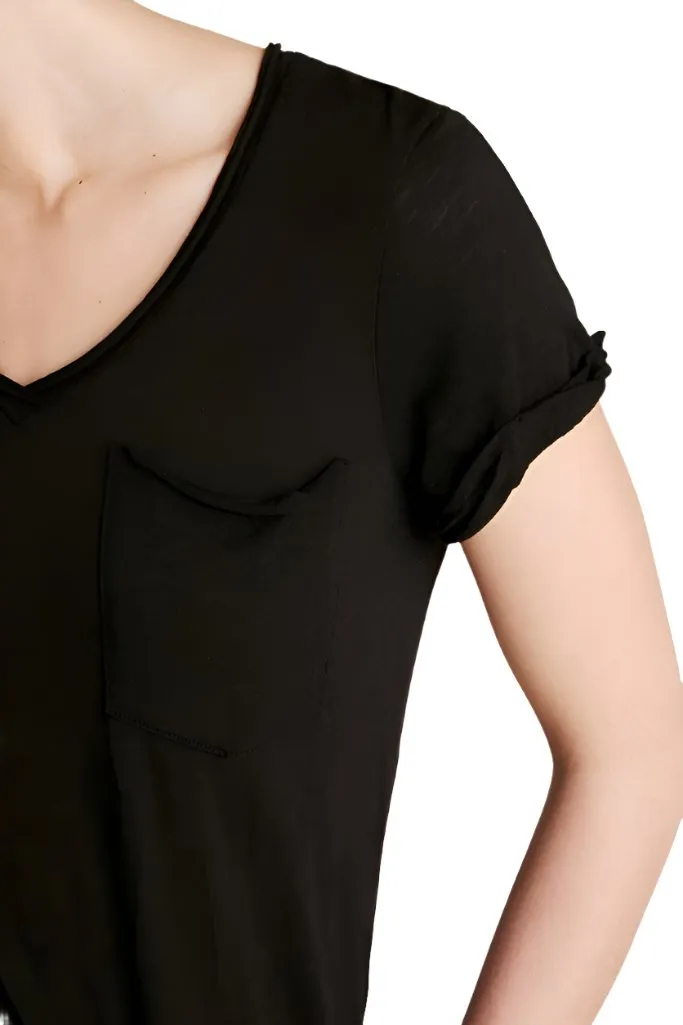 TLA Petite V-Neck Tee Shirt with Pocket