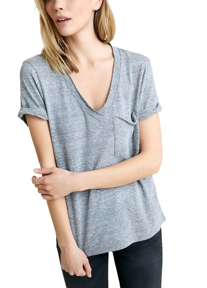 TLA Petite V-Neck Tee Shirt with Pocket