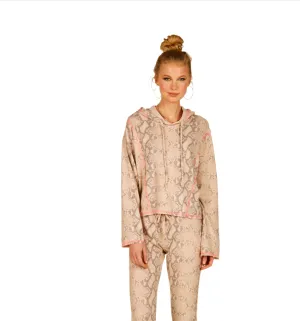 Vintage Havana Hacci Tan Snake Hoodie Pop Stitching S10764