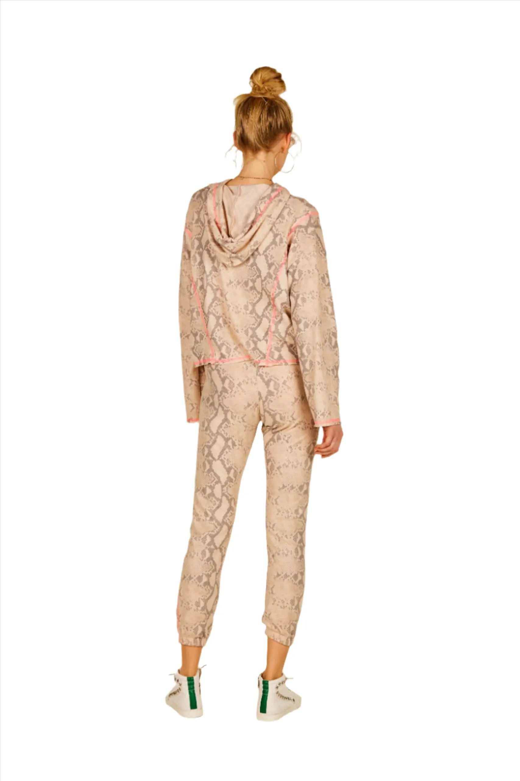 Vintage Havana Hacci Tan Snake Hoodie Pop Stitching S10764