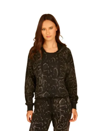 Vintage Havana Metallic Snake Burnout Cuff Hoodie VH8985