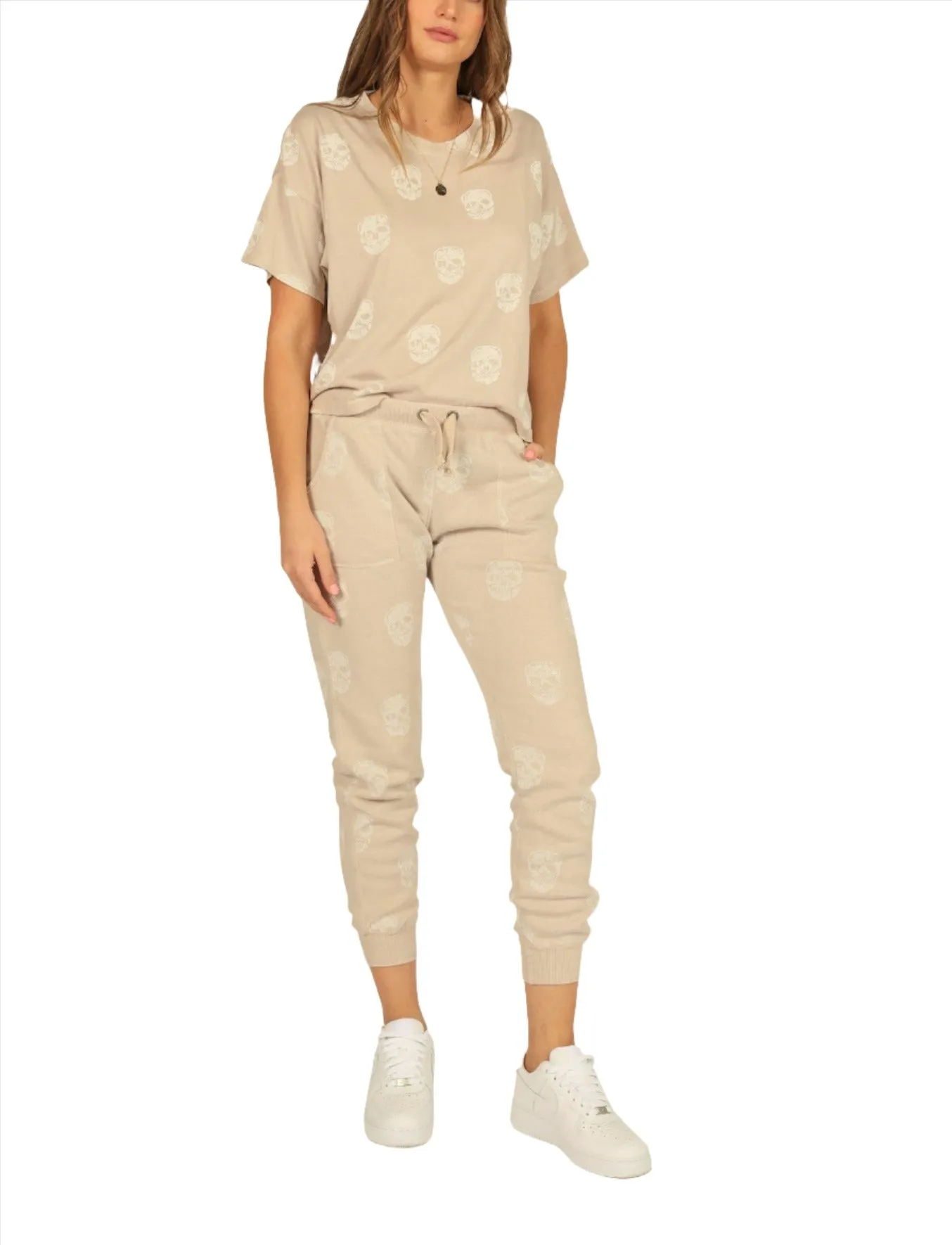 Vintage Havana Tan Skull Boxy Crop Tee VH9407